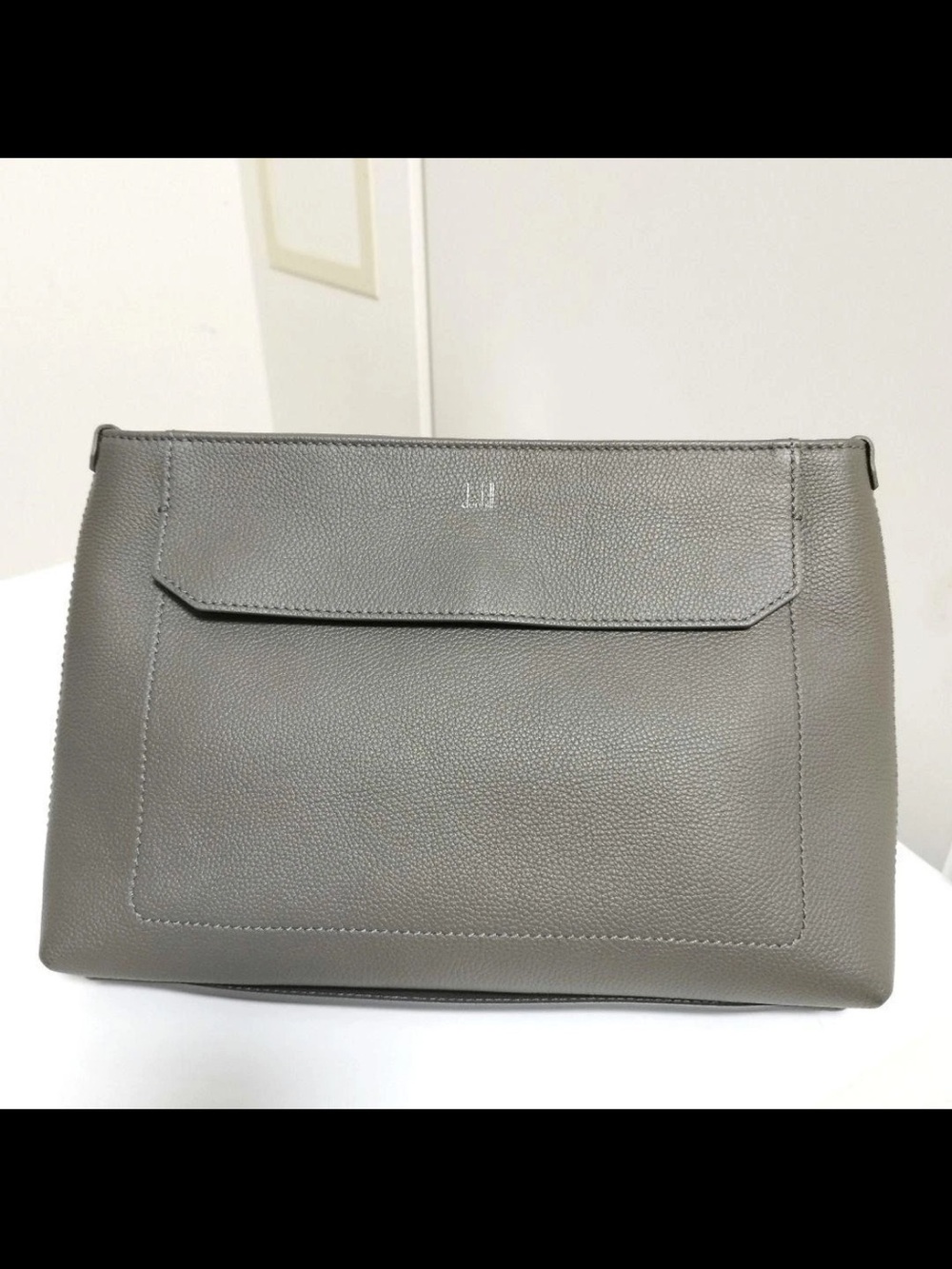 Dunhill Gray Pebbled Leather Clutch
